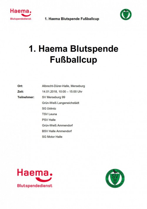 1. Haema Blutspende Fußballcup am 14.01.2018